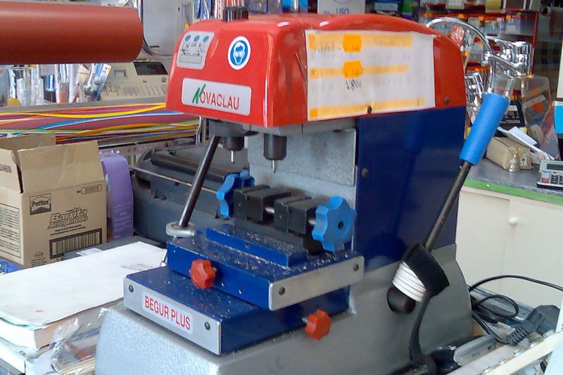 Key copying machine on a shop counter